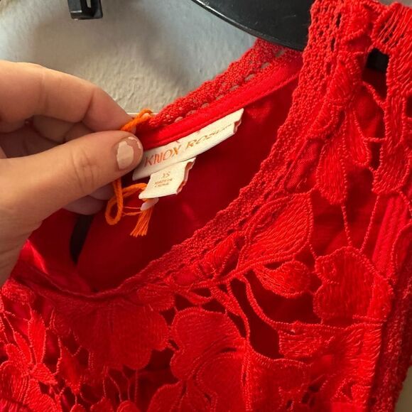 Knox Rose Women's Wide Strap Sleeveless A-Line Dress Red Lace NWT XS - Picture 9 of 11